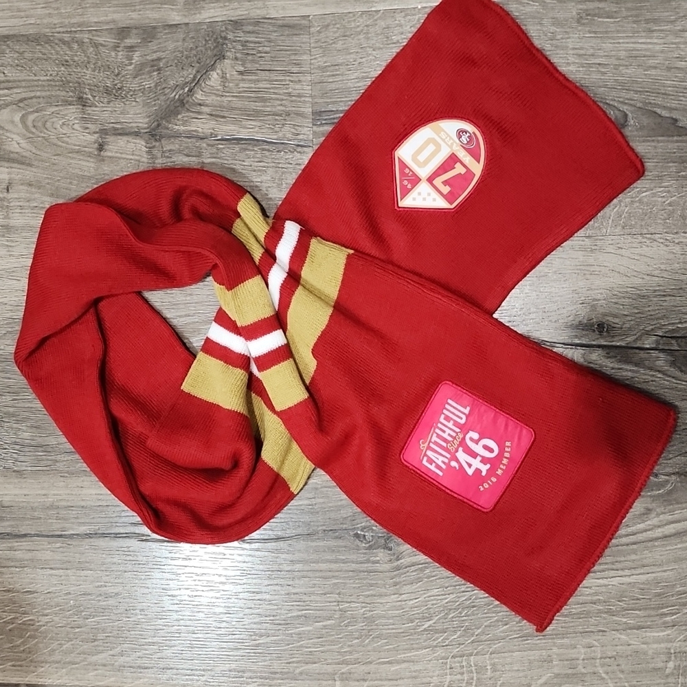 SF 49ers Red & Gold 70 Yr Anniversary Scarf